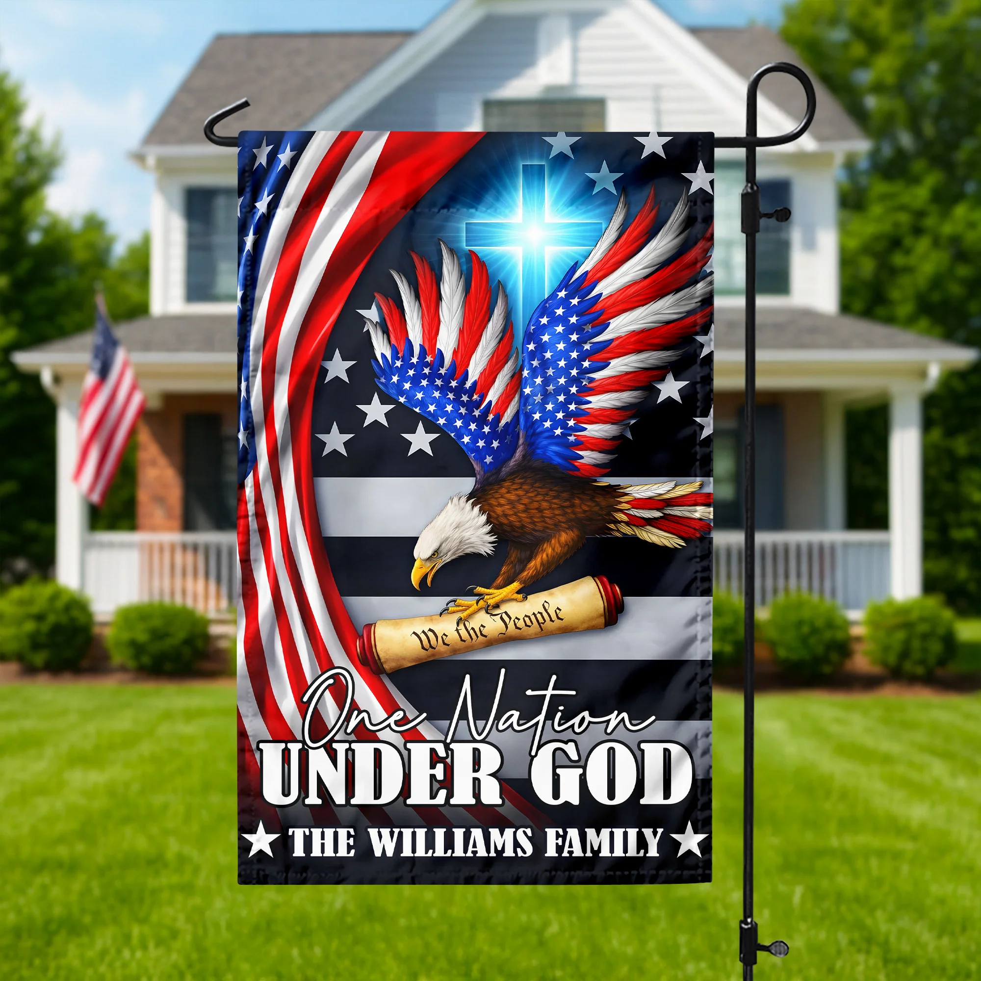 Custom Family Name One Nation Under God Patriot Eagle We The People Garden Flag HO82 900964 - Image 7