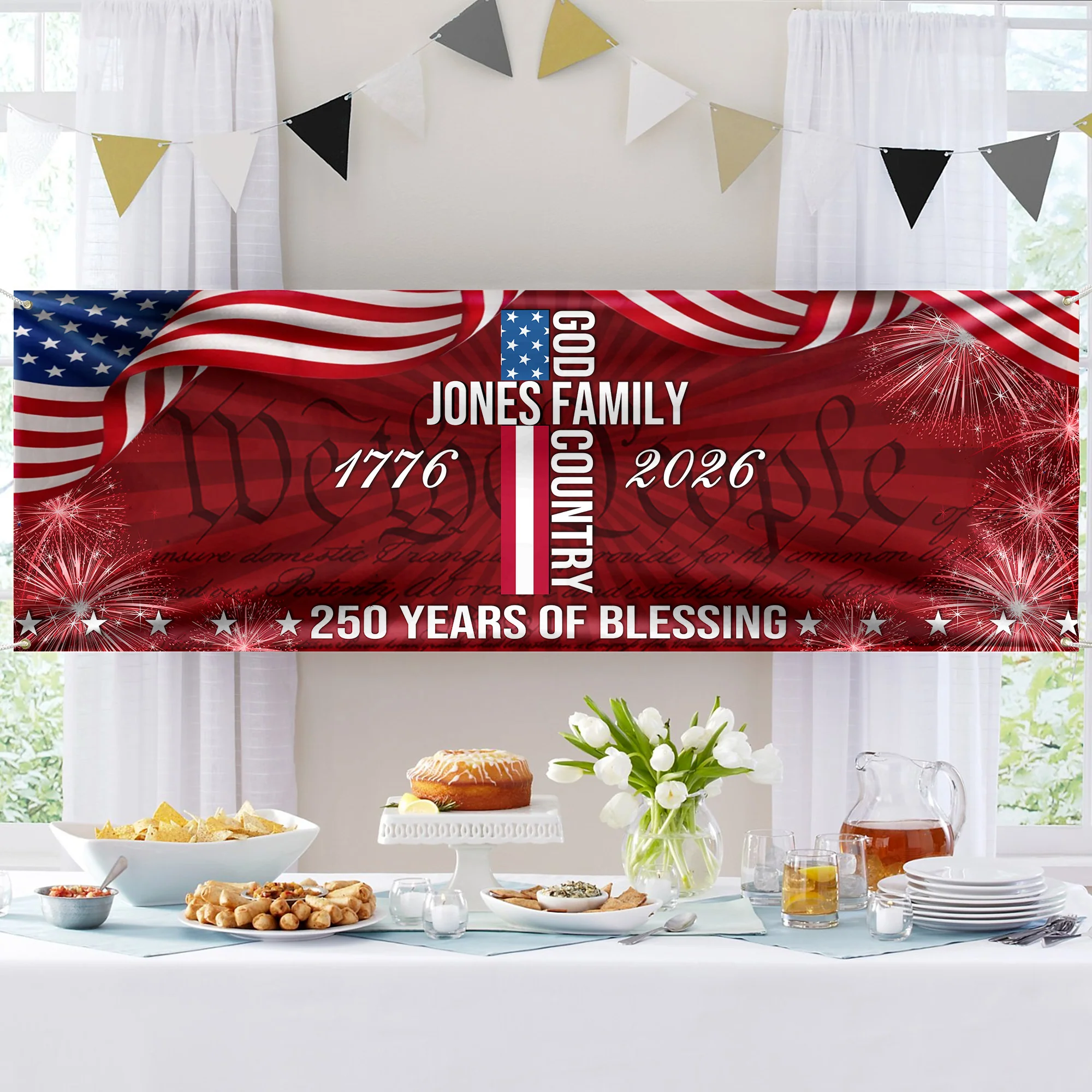 Custom Family Name Patriotic American Flag 250 Years of Blessing God Banner CH07 910644 - Image 4