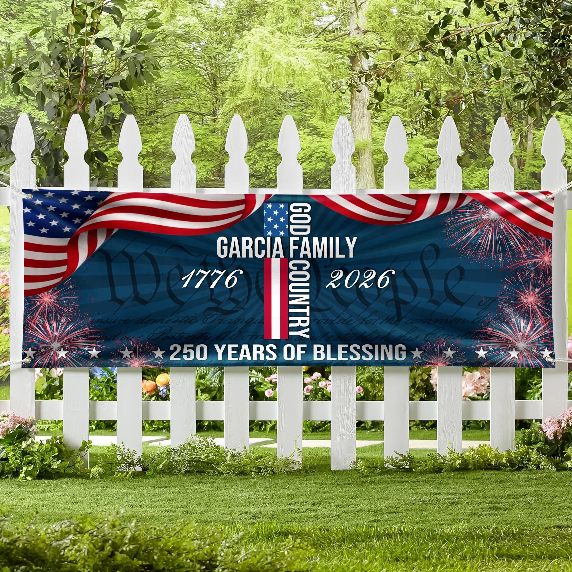 Custom Family Name Patriotic American Flag 250 Years of Blessing God Banner CH07 910644 - Image 6