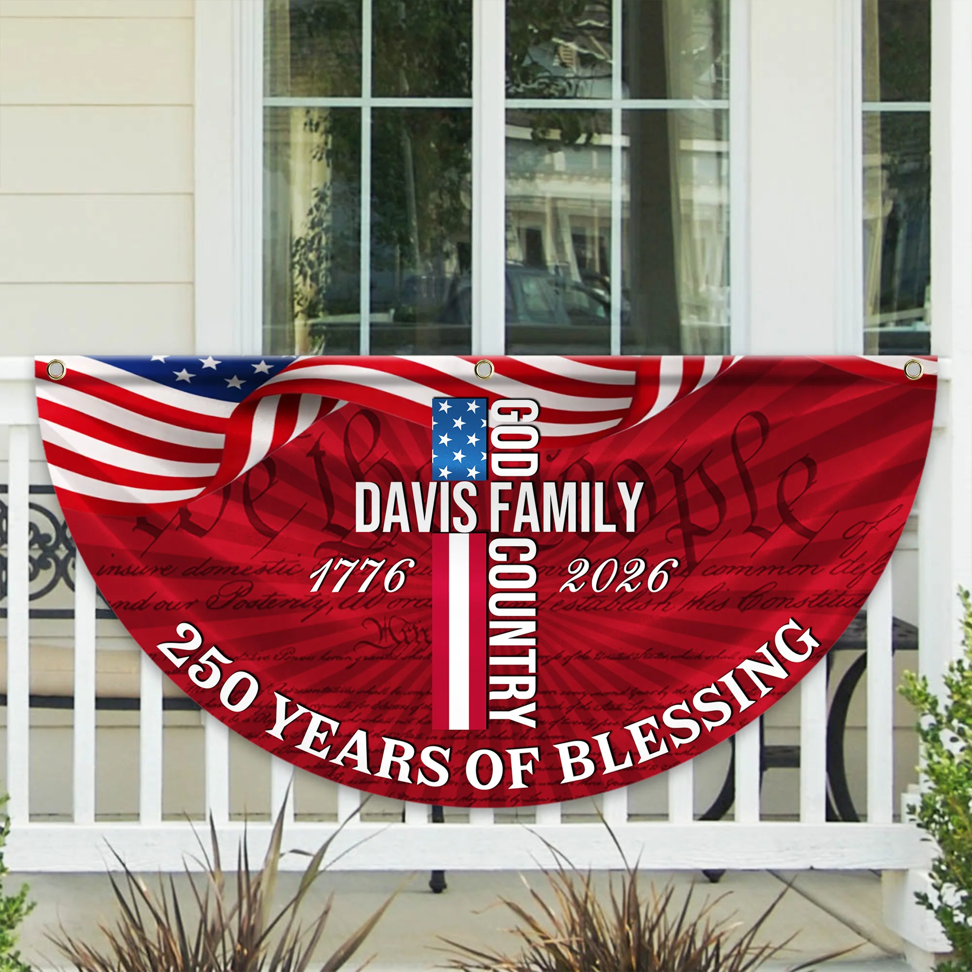 Custom Family Name Patriotic American Flag, 250 Years of Blessing God Fan Flag LM32 897741 - Image 4