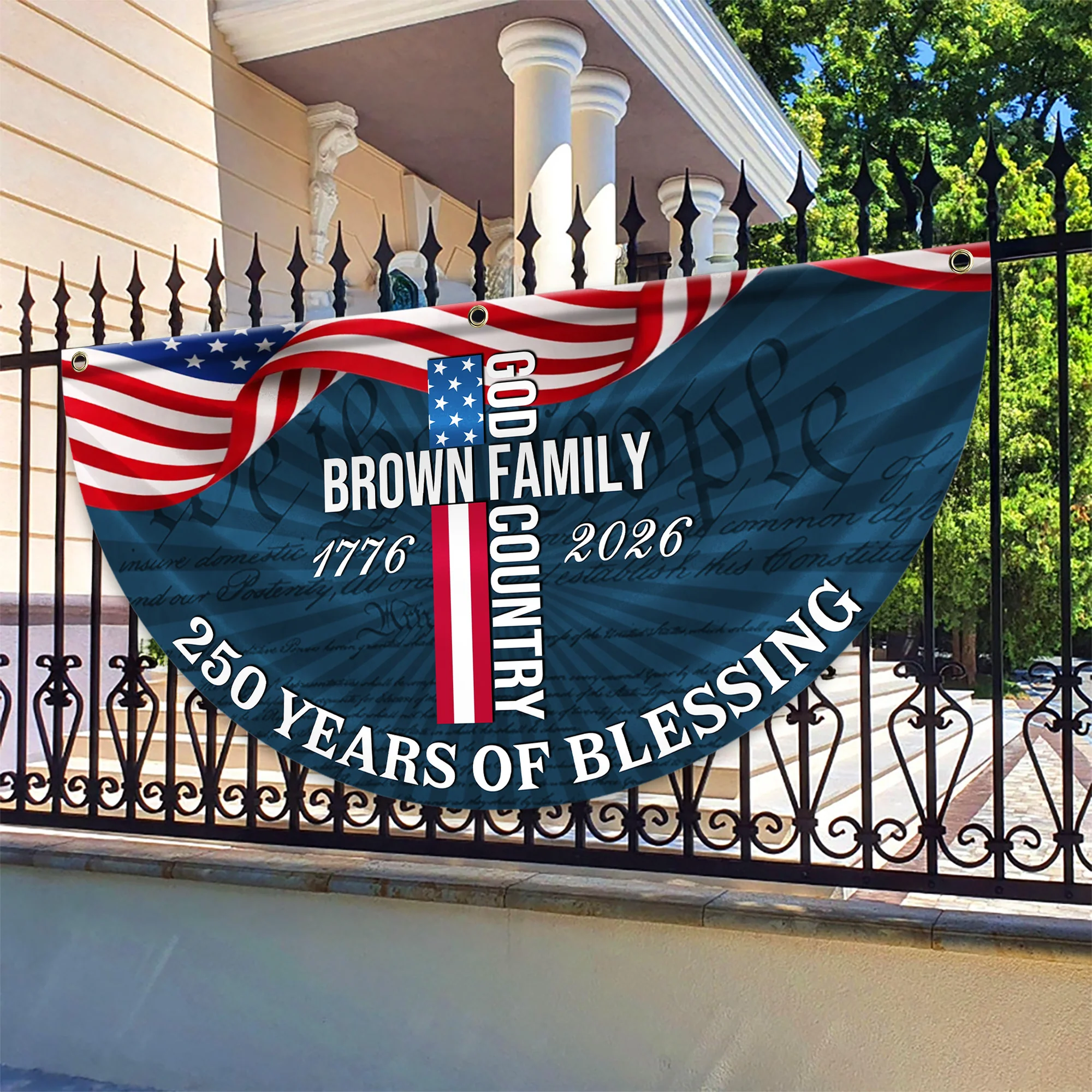 Custom Family Name Patriotic American Flag, 250 Years of Blessing God Fan Flag LM32 897741 - Image 5