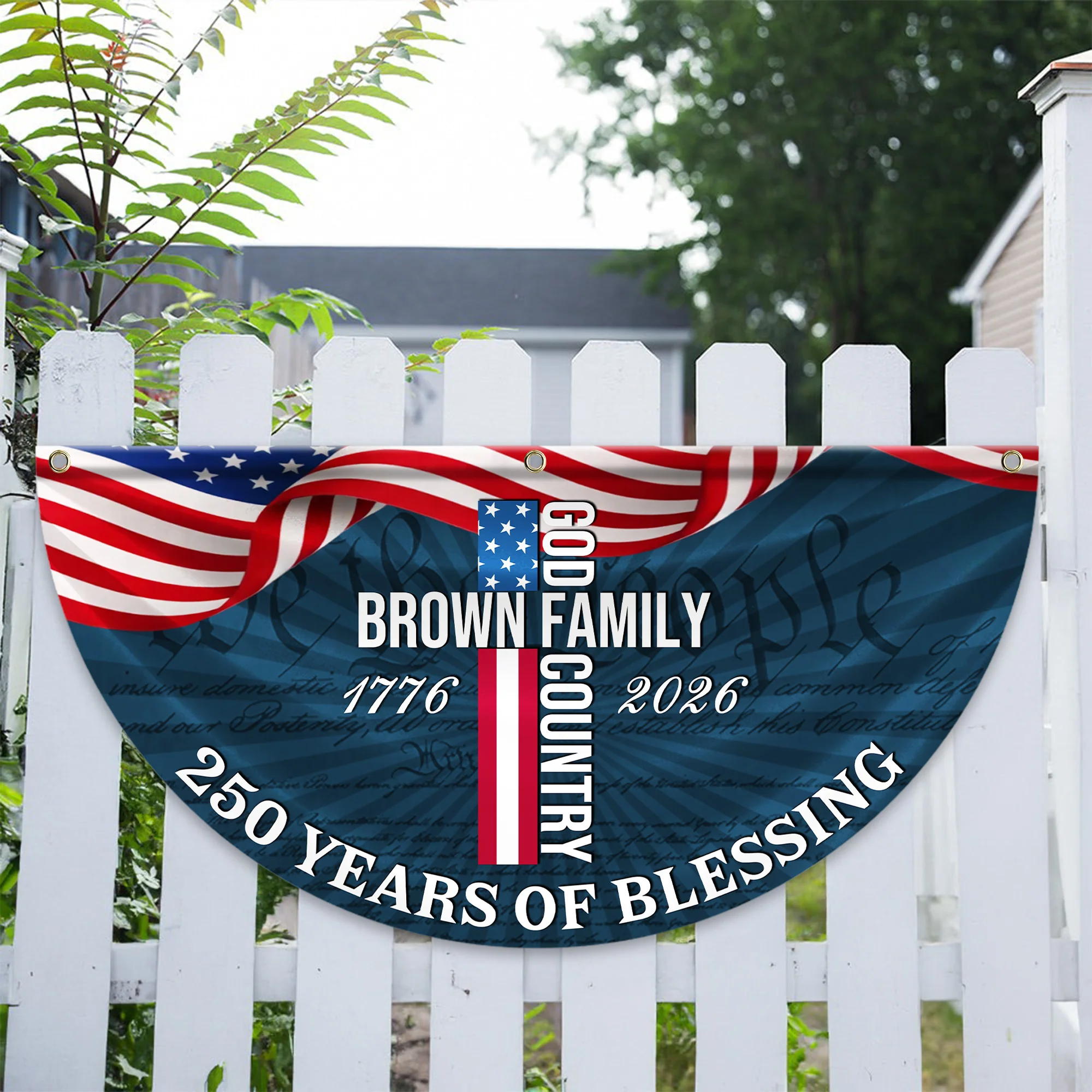 Custom Family Name Patriotic American Flag, 250 Years of Blessing God Fan Flag LM32 897741 - Image 6