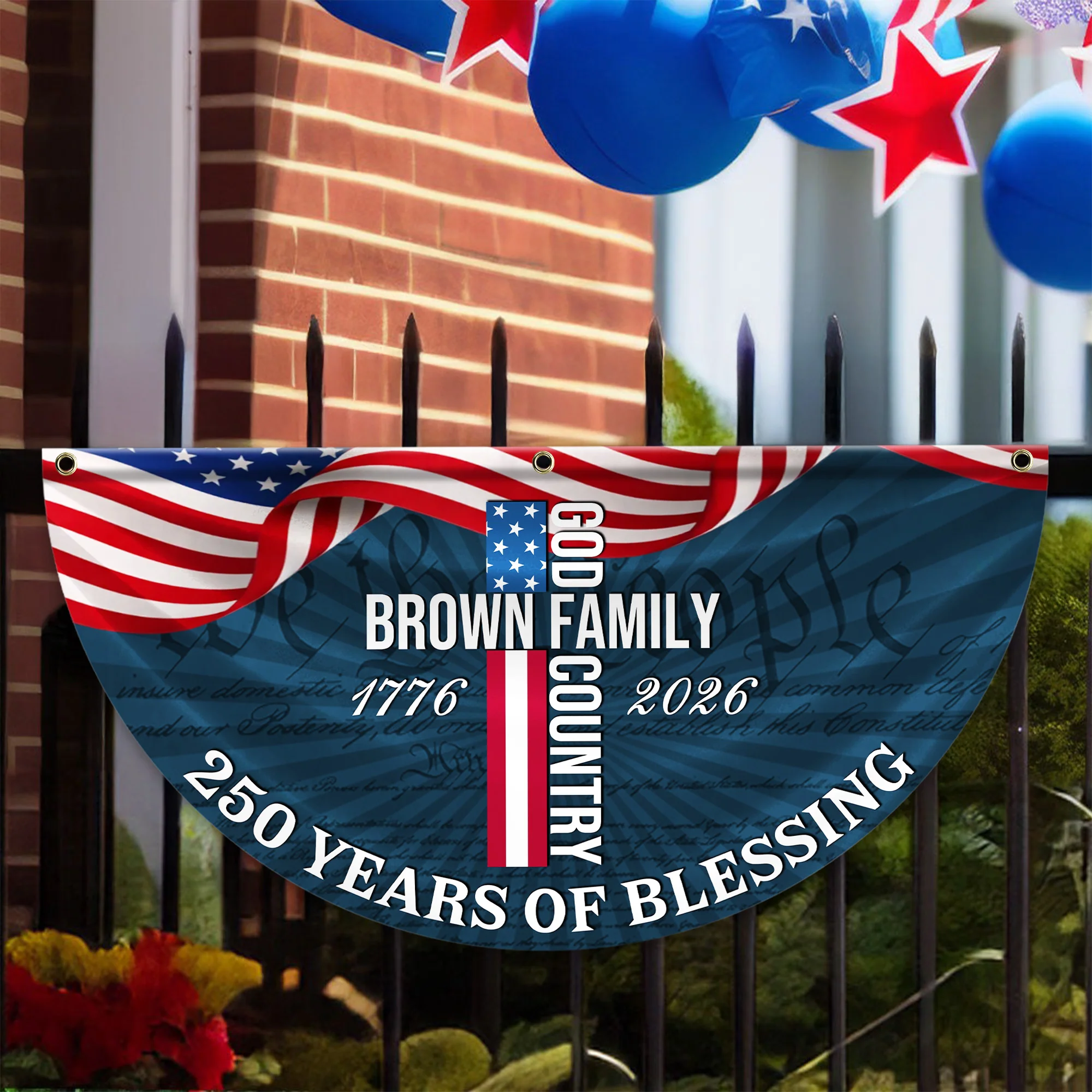 Custom Family Name Patriotic American Flag, 250 Years of Blessing God Fan Flag LM32 897741 - Image 7