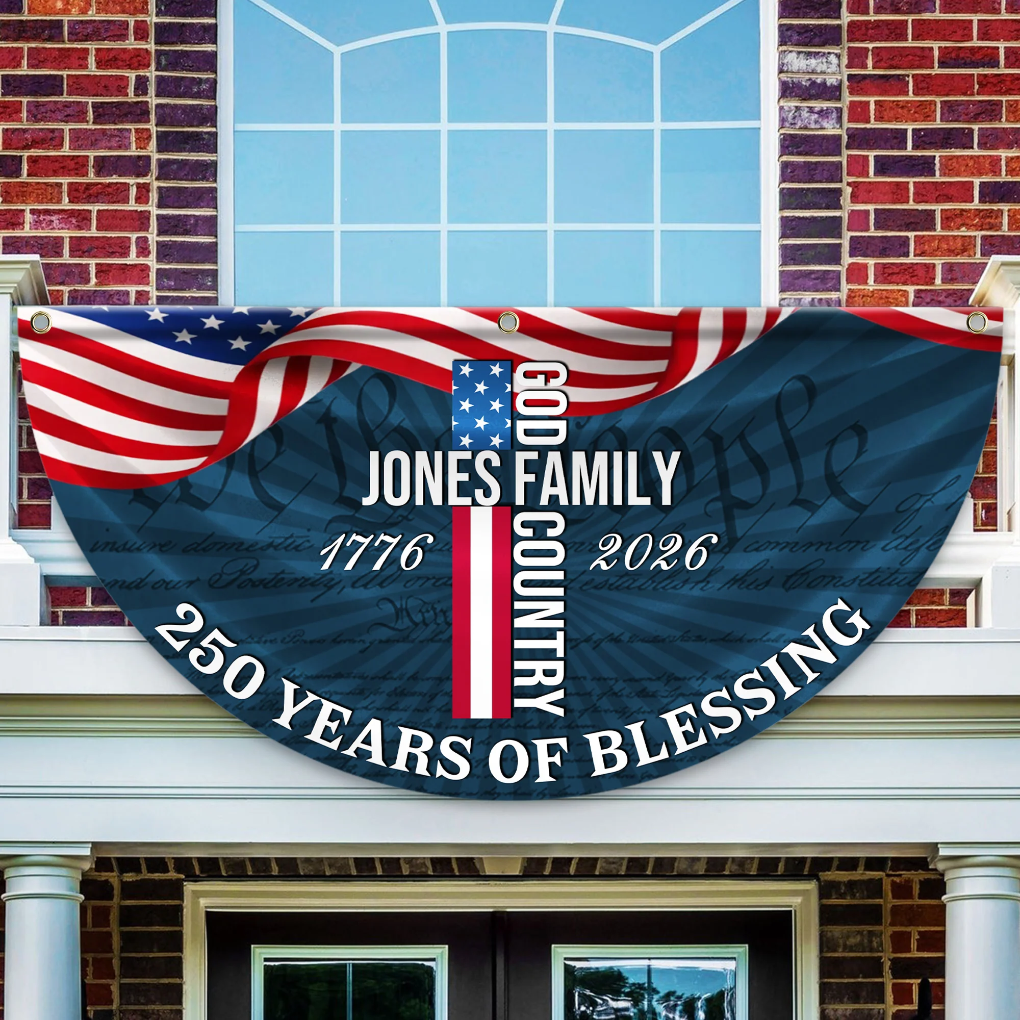 Custom Family Name Patriotic American Flag, 250 Years of Blessing God Fan Flag LM32 897741 - Image 9