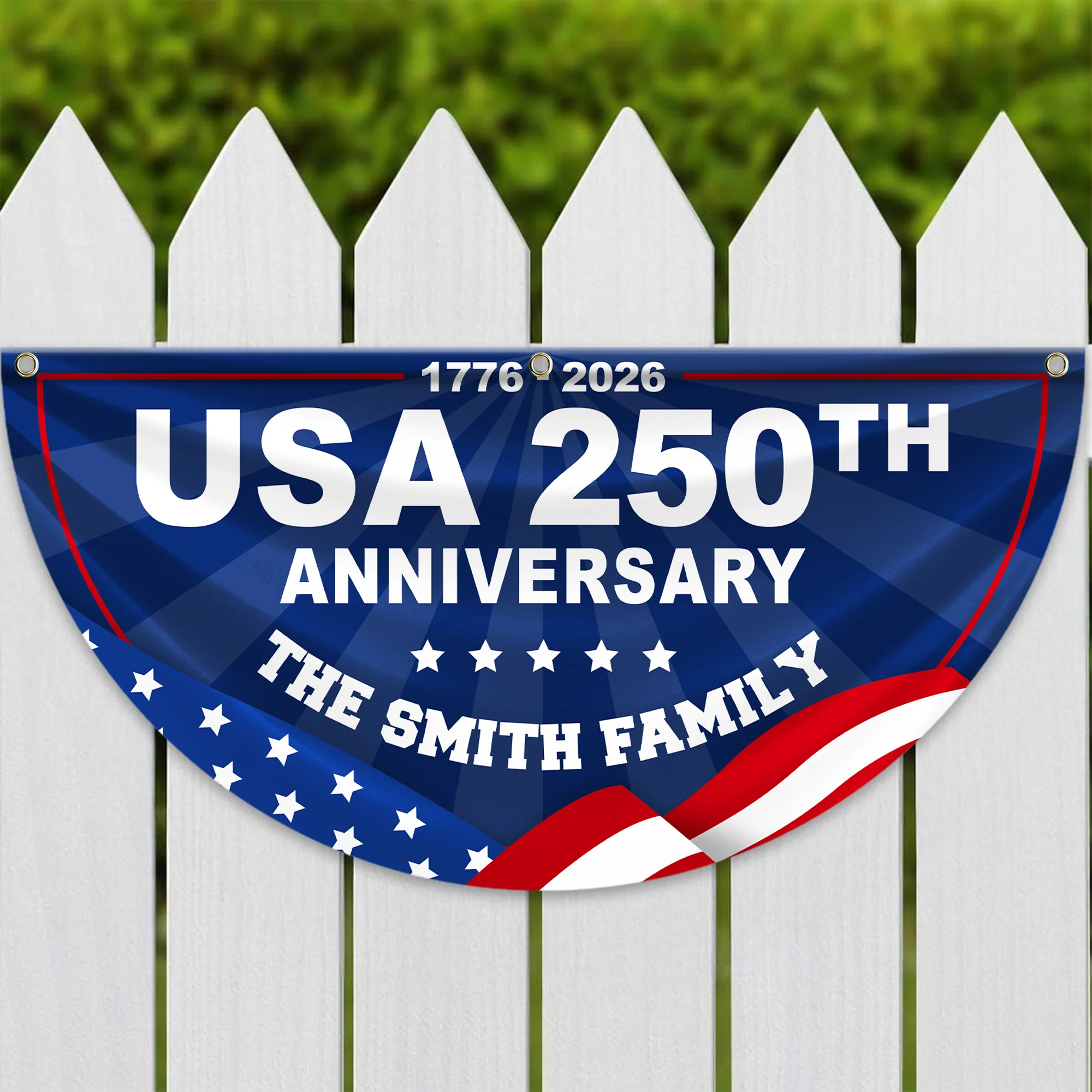 Custom Family Name USA 250th Anniversary 1776-2026 Non-Pleated Fan Flag HA75 920914 - Image 6