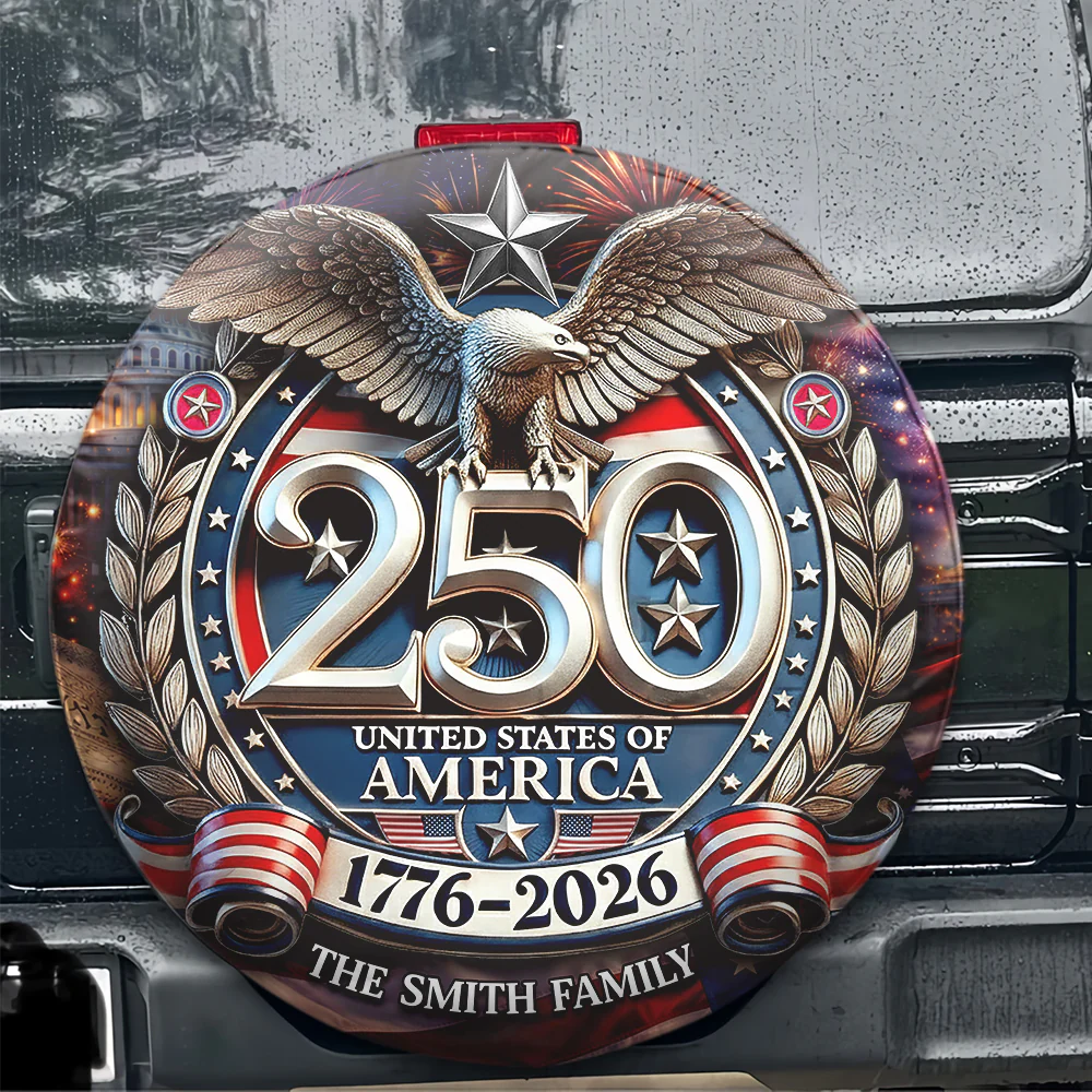 Custom Family Name USA Eagles 250th Anniversary Semiquincentennial 1776-2026 Tire Cover HO82 902054 - Image 3