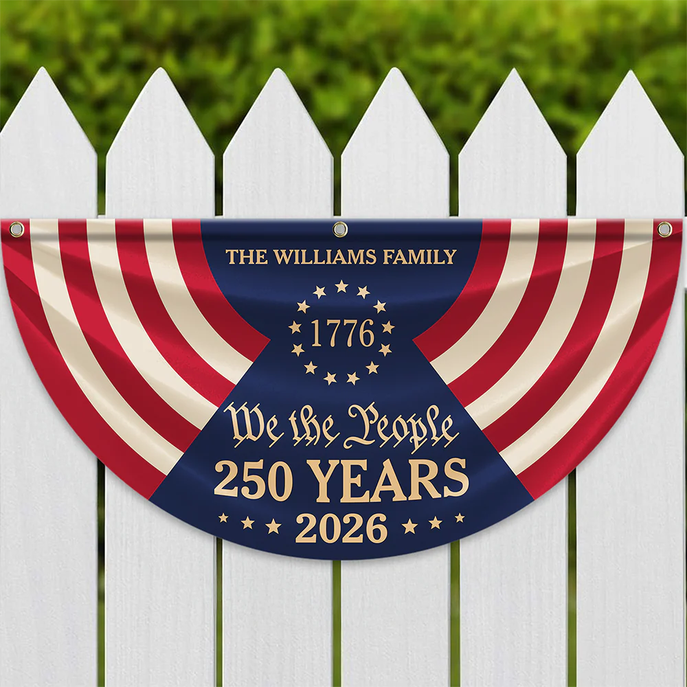 Custom Family Name We The People 250 Years 1776-2026 Non-Pleated Fan Flag TH10 170141 - Image 3