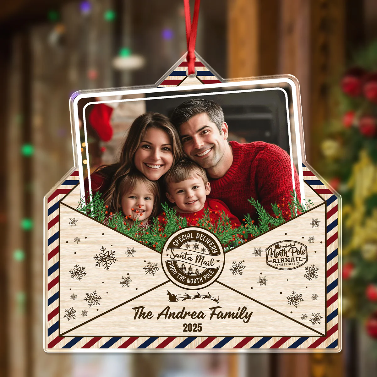 Custom Family Photo Christmas Gift Acrylic Ornament LM32 895803 - Image 2