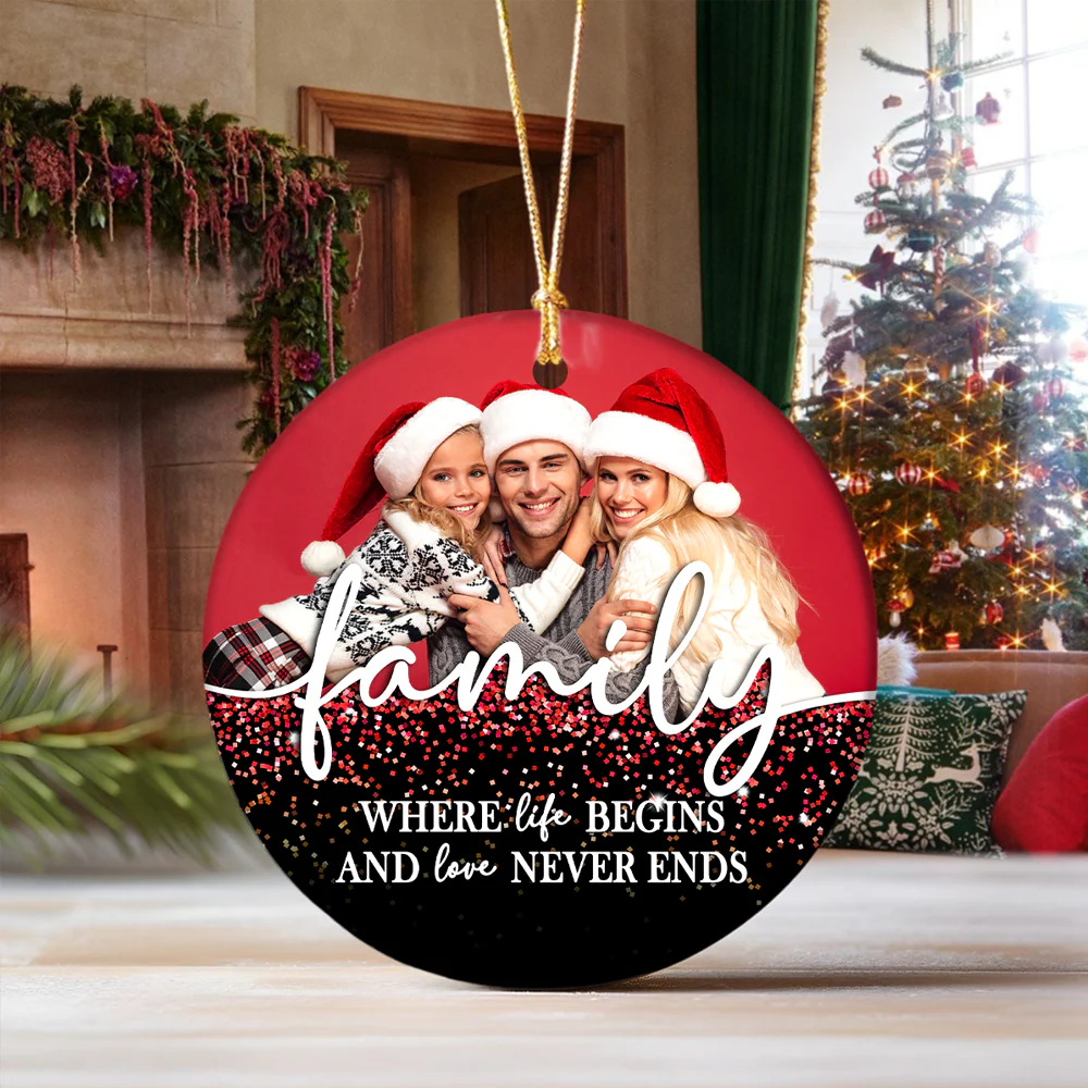Custom Family Photo Christmas Memorial Ceramic Ornament LM32 895409 - Image 8