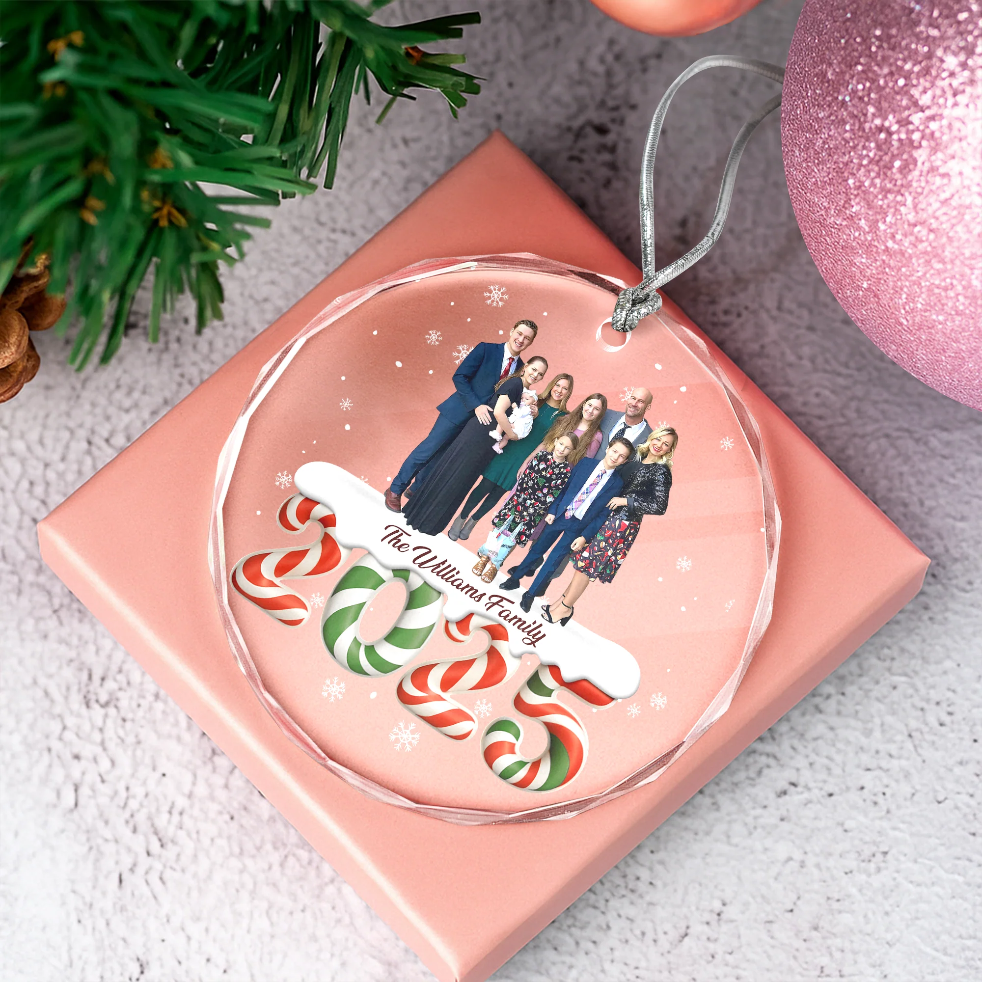 Custom Family Photo Circle Glass Ornament Gift For Christmas CH07 899788 - Image 3