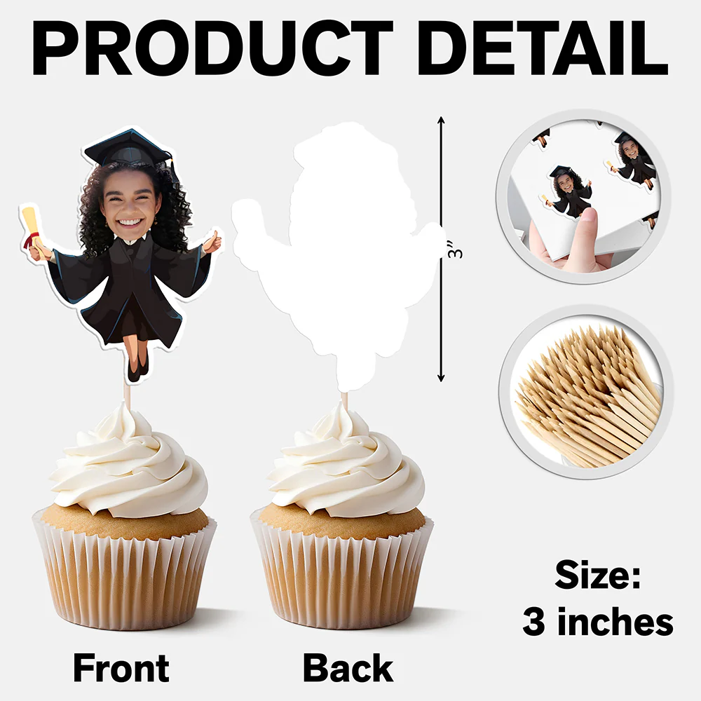 Custom Funny Face Graduation Class of 2026 Decoration Cupcake Toppers HO82 901340 - Image 6