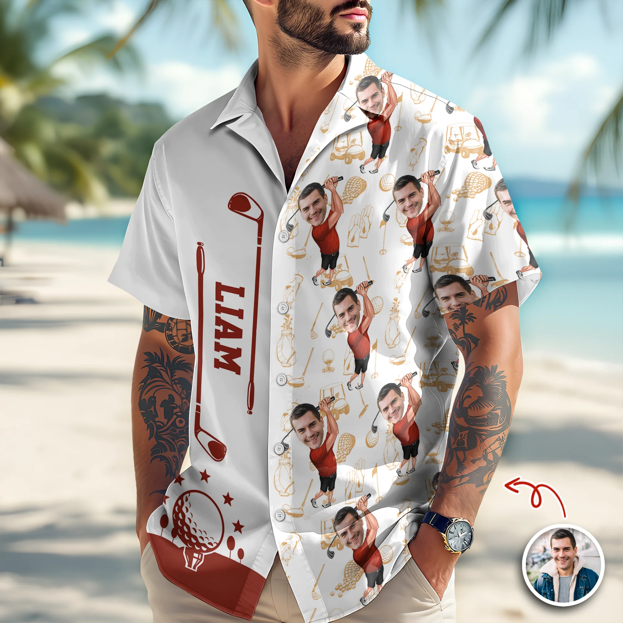 Custom Funny Golfer Photo Hawaii Shirt Gift For Golfer, Golf Lovers LM32 897615 - Image 3