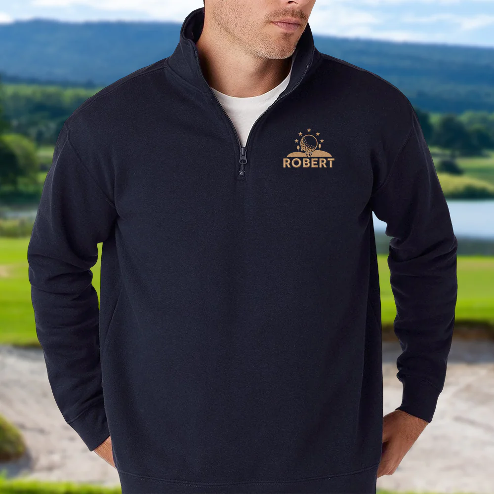 Custom Golf Player Name Embroidered Quarter Zip Sweater CH07 910018 - Image 3