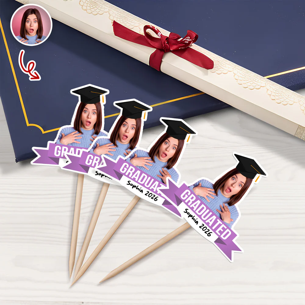 Custom Graduation Face Photo Graduated Class Of 2026 Cupcake Topper HO82 901718 - Image 2