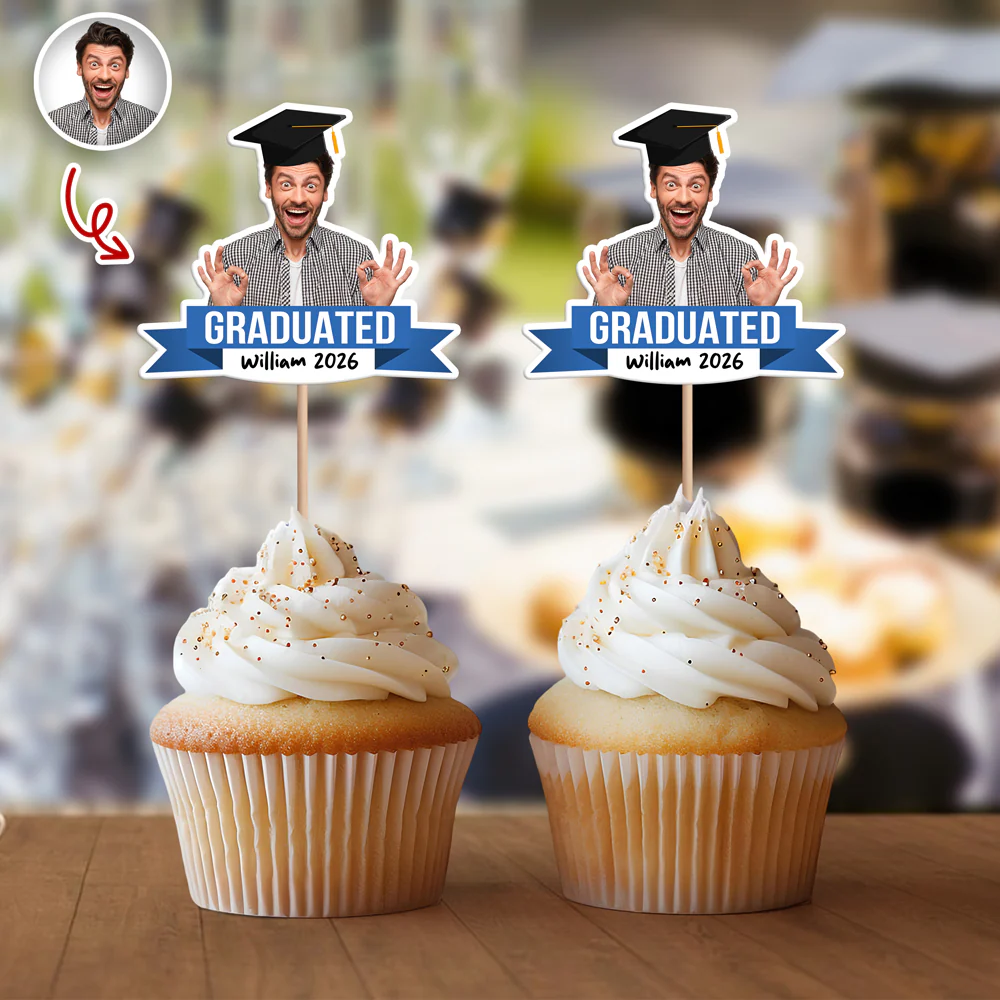 Custom Graduation Face Photo Graduated Class Of 2026 Cupcake Topper HO82 901718 - Image 5