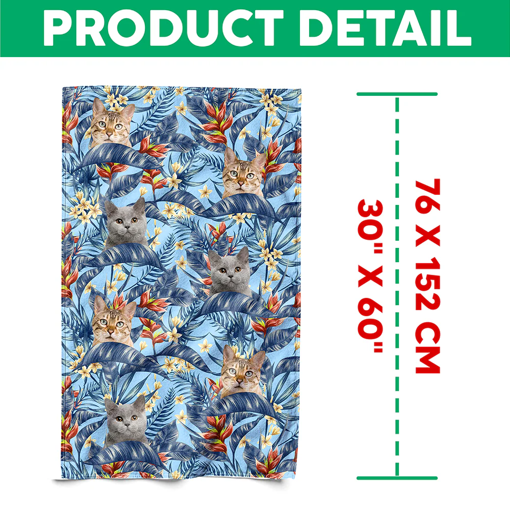 Custom Hawaii In The Air Face Cat Photo Beach Towel HO82 894010 - Image 8