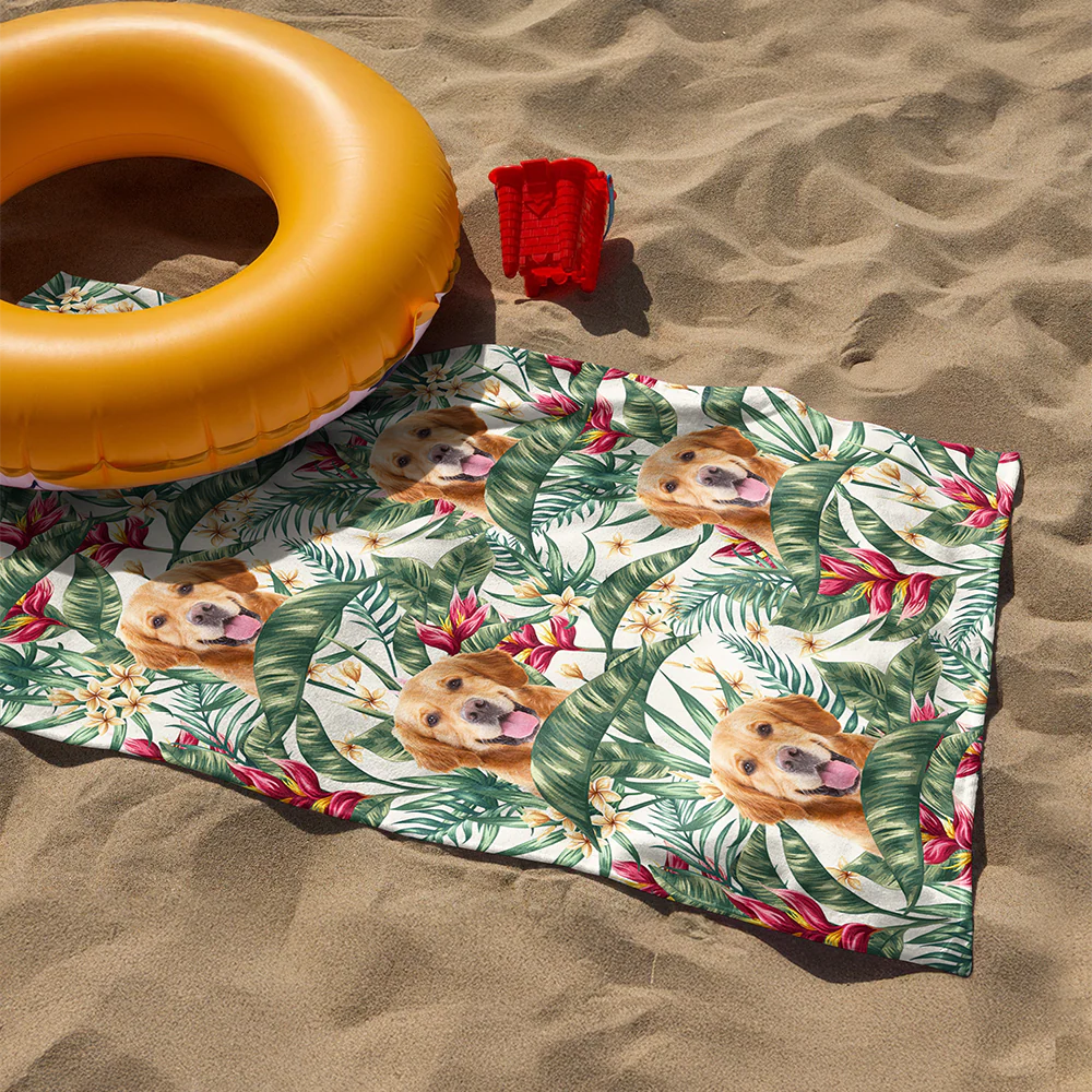 Custom Hawaii In The Air Face Dog Photo Beach Towel HO82 894008 - Image 3