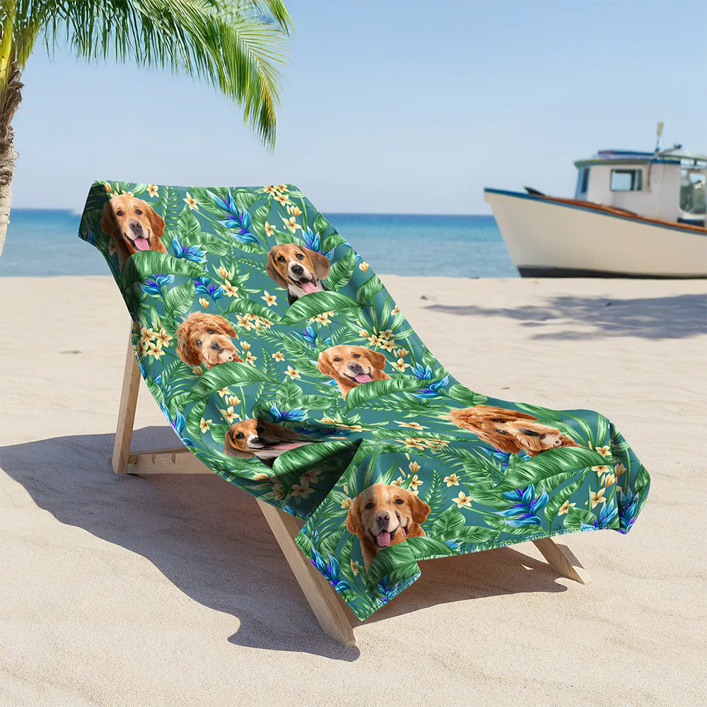Custom Hawaii In The Air Face Dog Photo Beach Towel HO82 894008 - Image 6