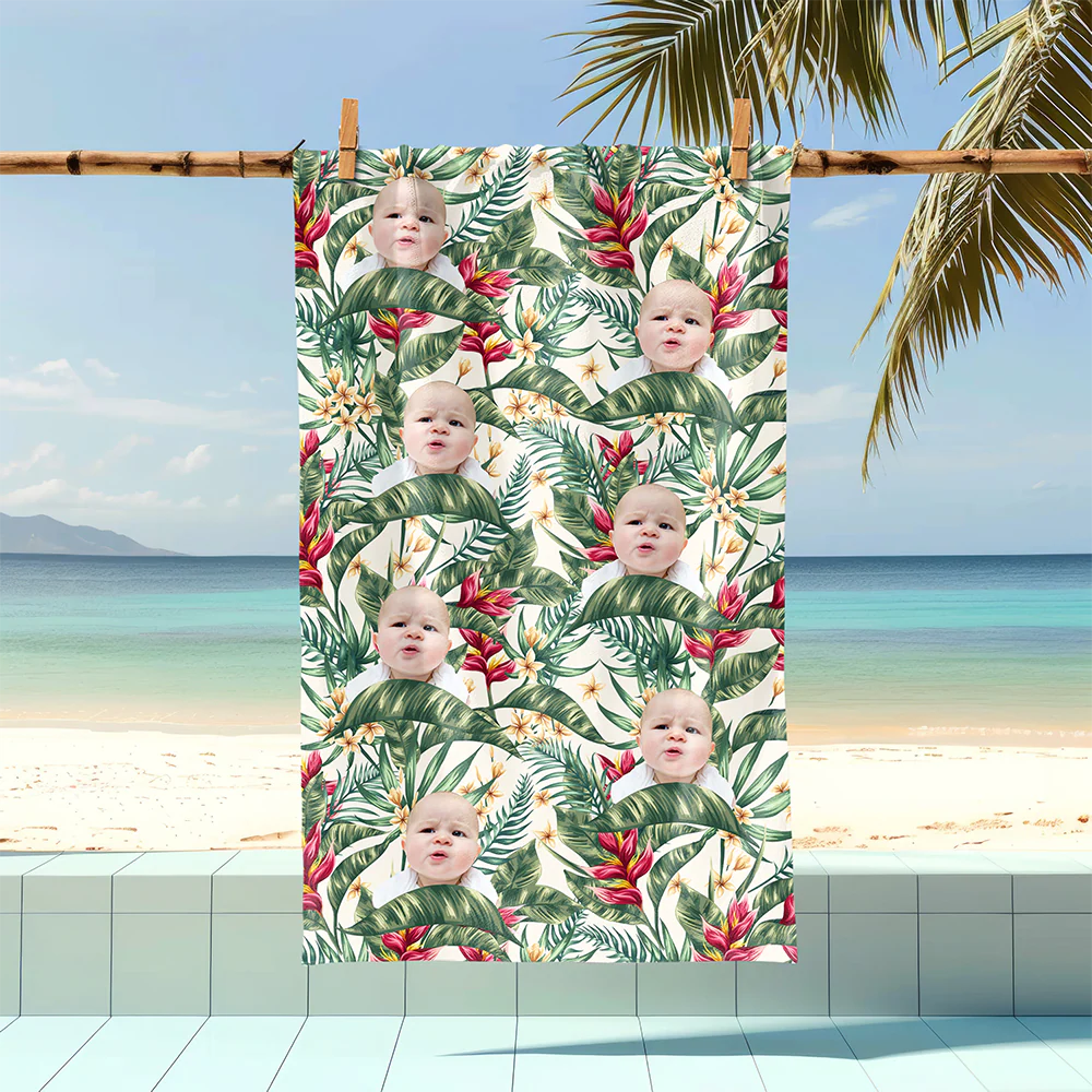 Custom Hawaii In The Air Face Human Photo Beach Towel HO82 894006 - Image 3