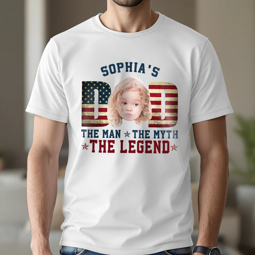 Custom Kid Photo - Dad, The Man The Myth The Legend Dad Bright Shirt HA75 892468 - Image 2