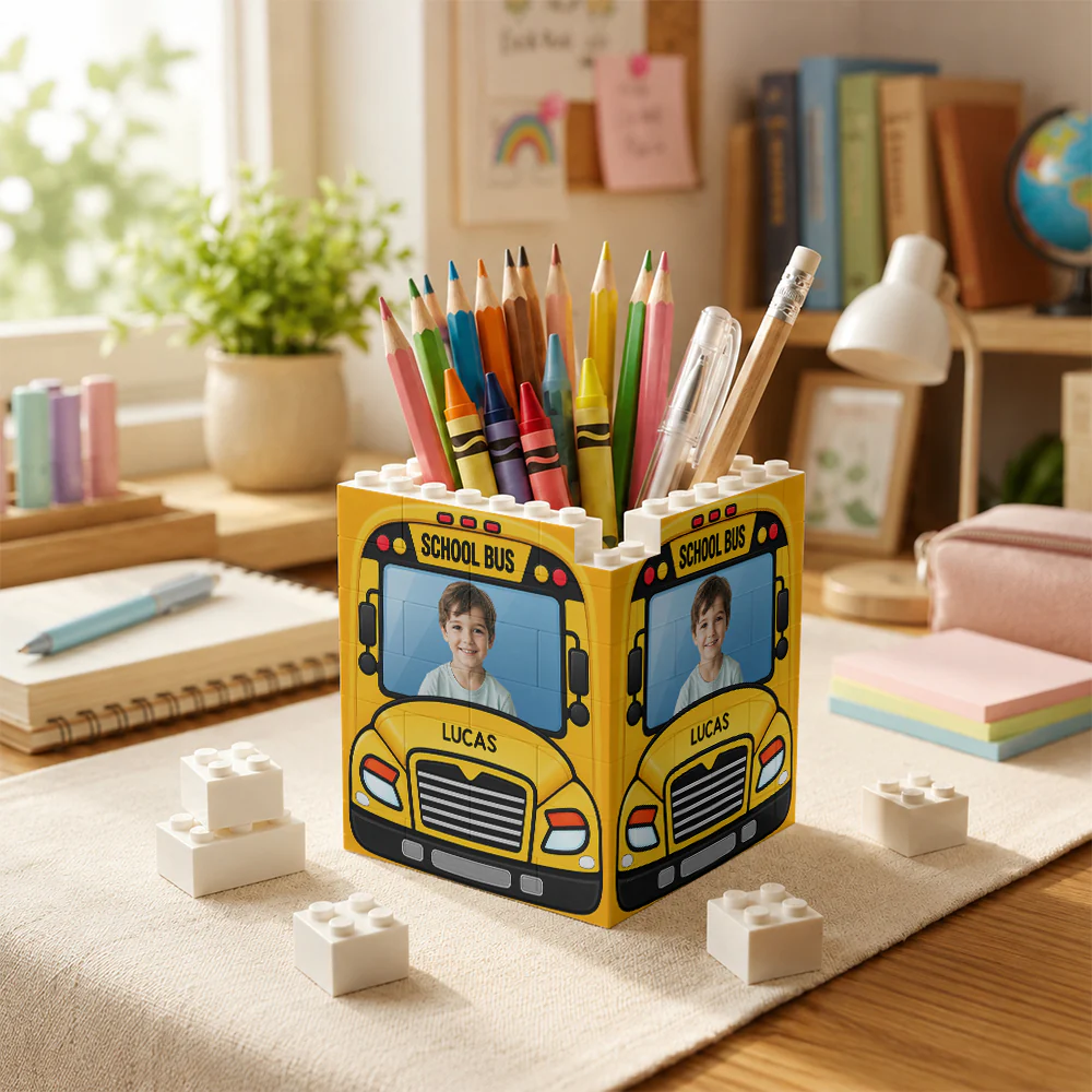 Custom Kid Photo Personalized Brick Pencil Pot Back to School Gifts HA75 921736 - Image 2