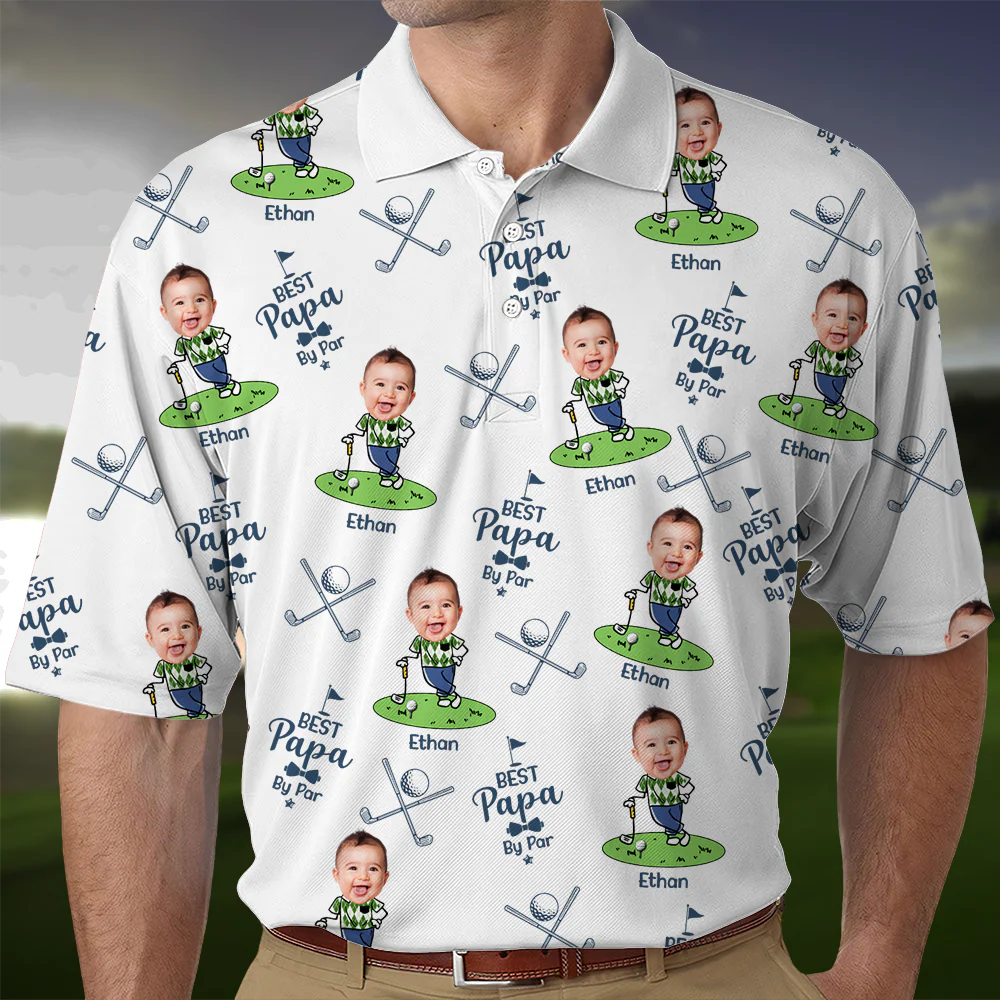 Custom Kid's Photo Best Dad By Par Polo Shirt HA75 892444 - Image 2