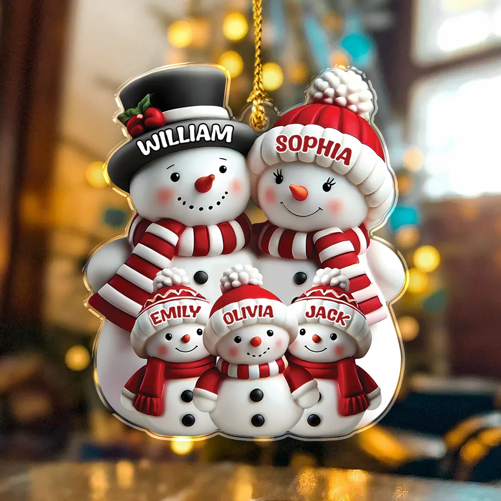 Custom Name 3D Effect Cute Snowman Family Christmas Personalized Acrylic Ornament LM32 895817 - Image 6