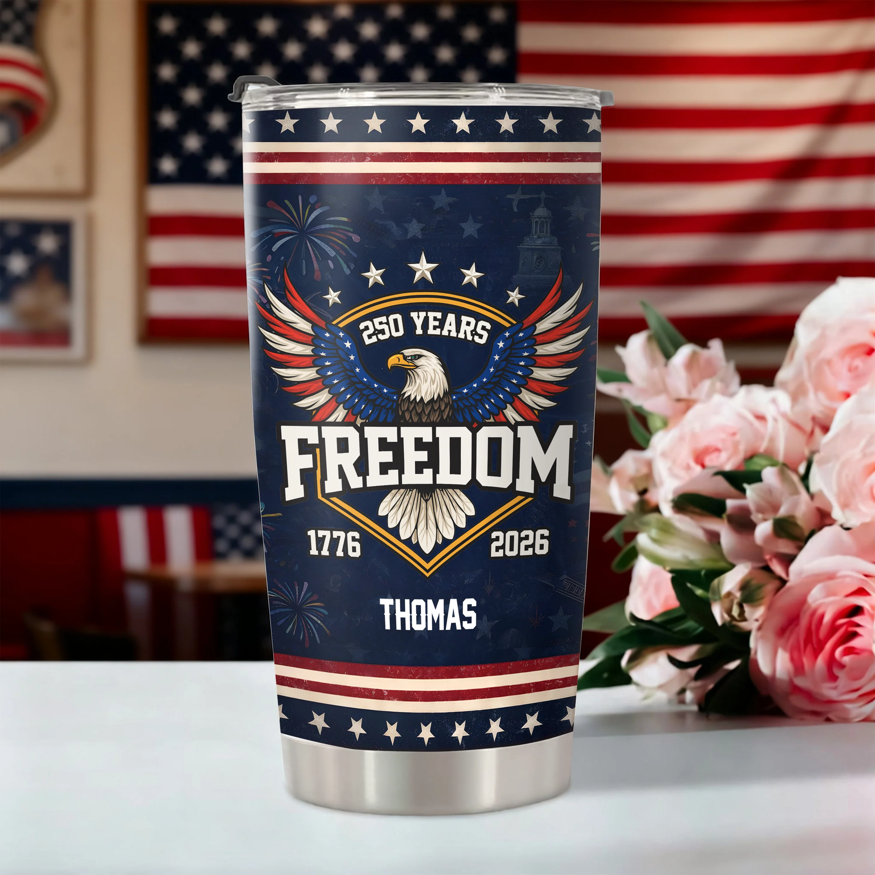 Custom Name 250 Years of Freedom America 1776–2026 Anniversary Fat Tumbler CH07 910552 - Image 3