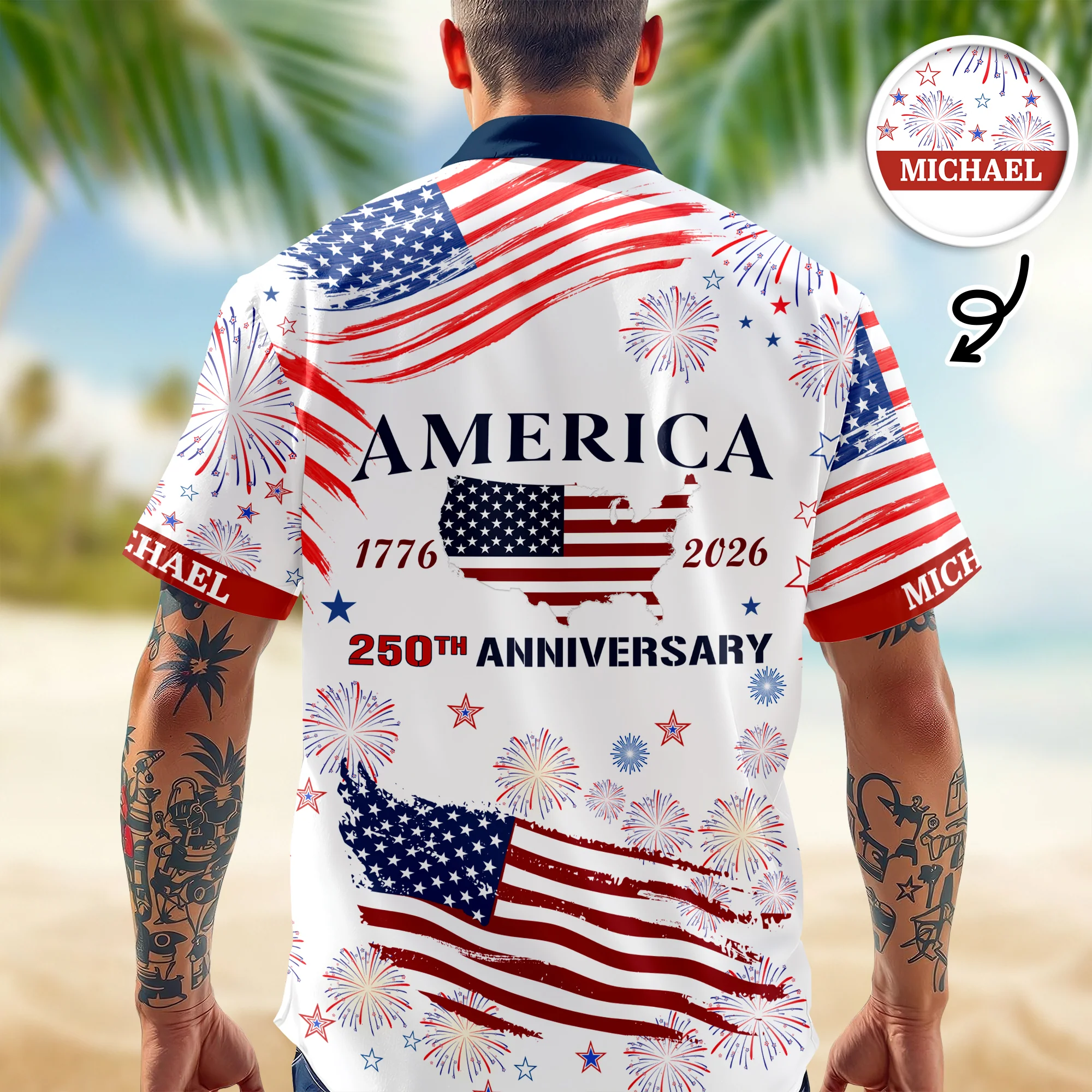 Custom Name America 250th Anniversary Hawaii Shirt HO82 901538 - Image 7