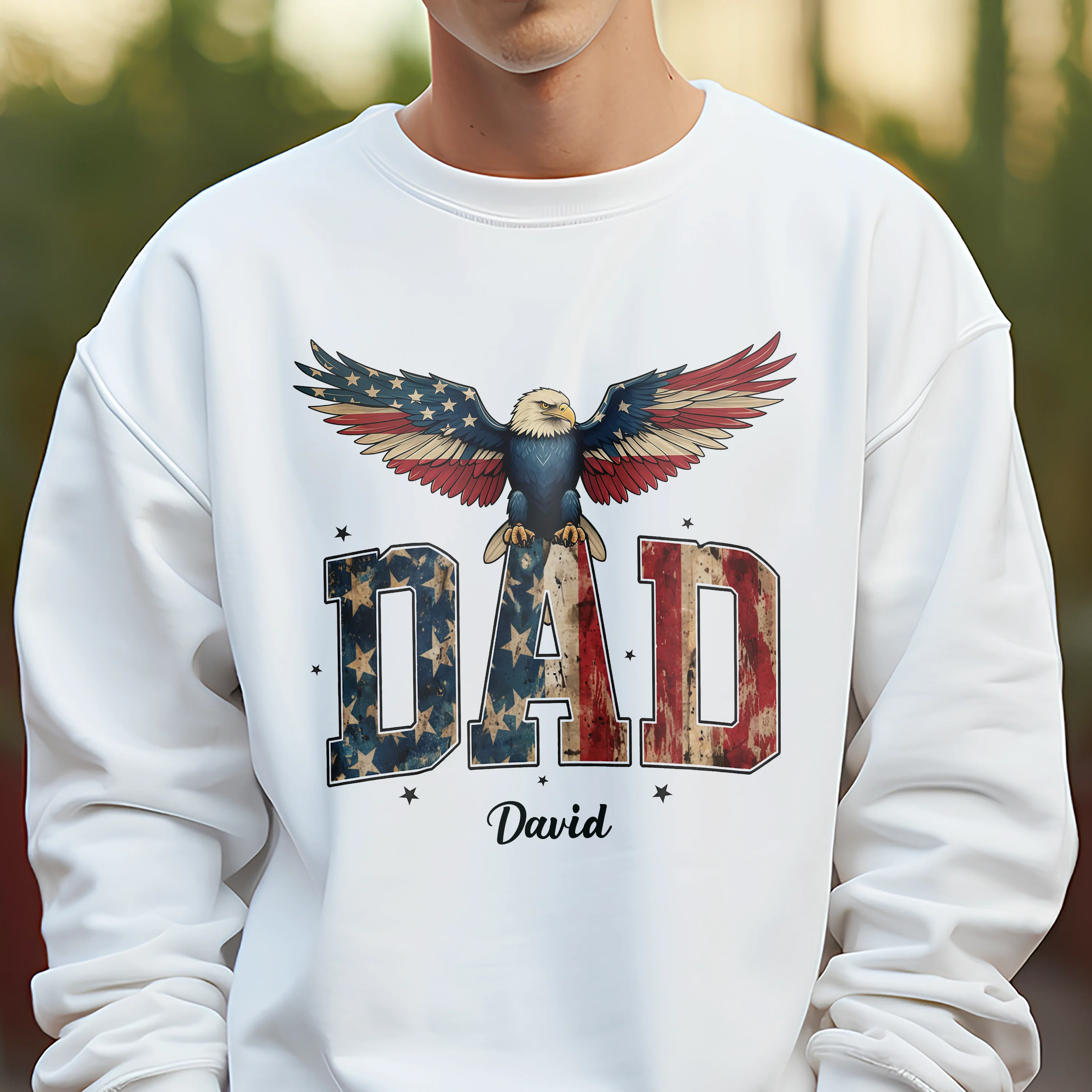 Custom Name America Papa Eagle USA Flag Patriotic Shirt HA75 898948 - Image 4