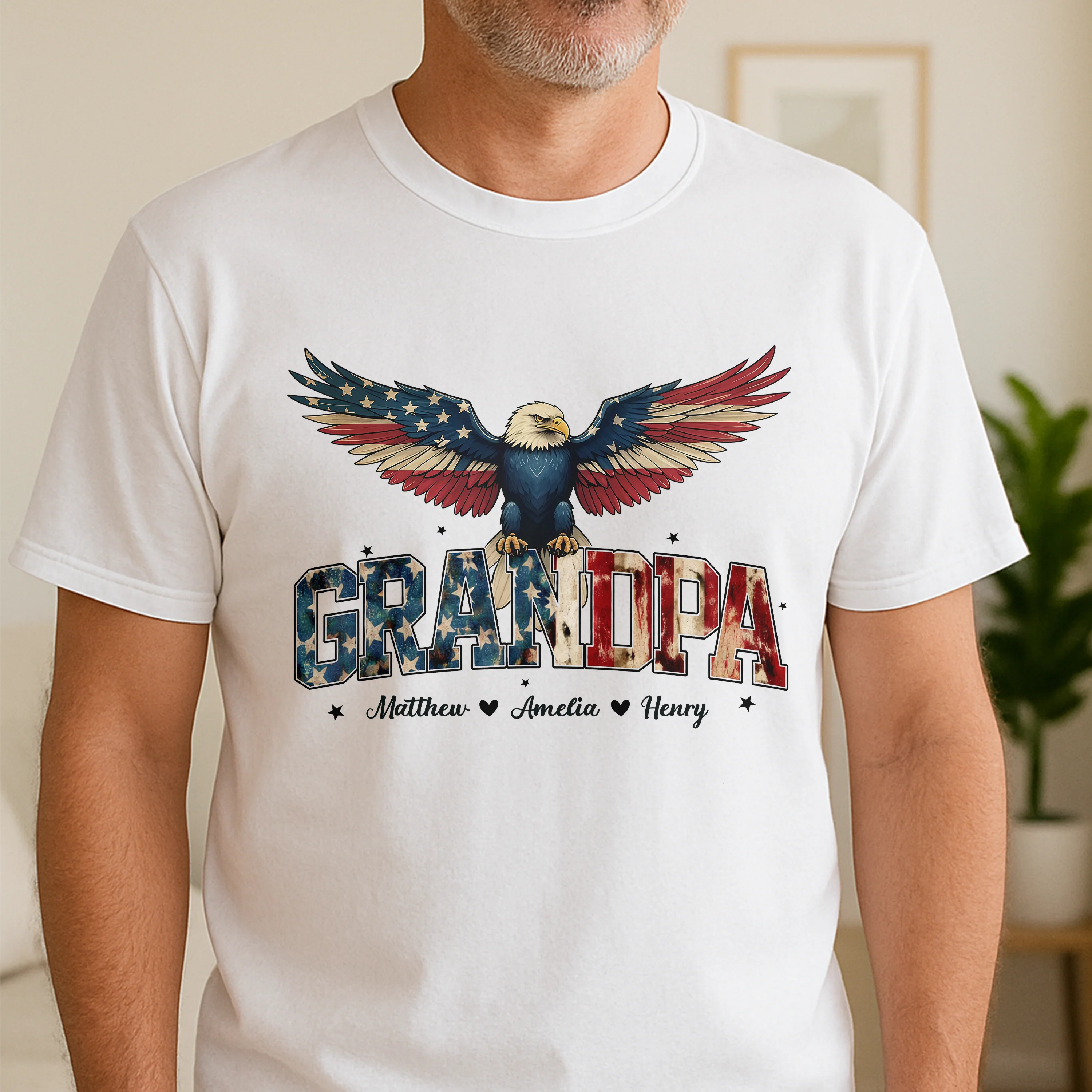 Custom Name America Papa Eagle USA Flag Patriotic Shirt HA75 898948 - Image 7