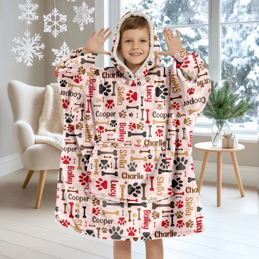 Custom Name Area Bones And Paws Hoodie Blanket HO82 900572 - Image 3