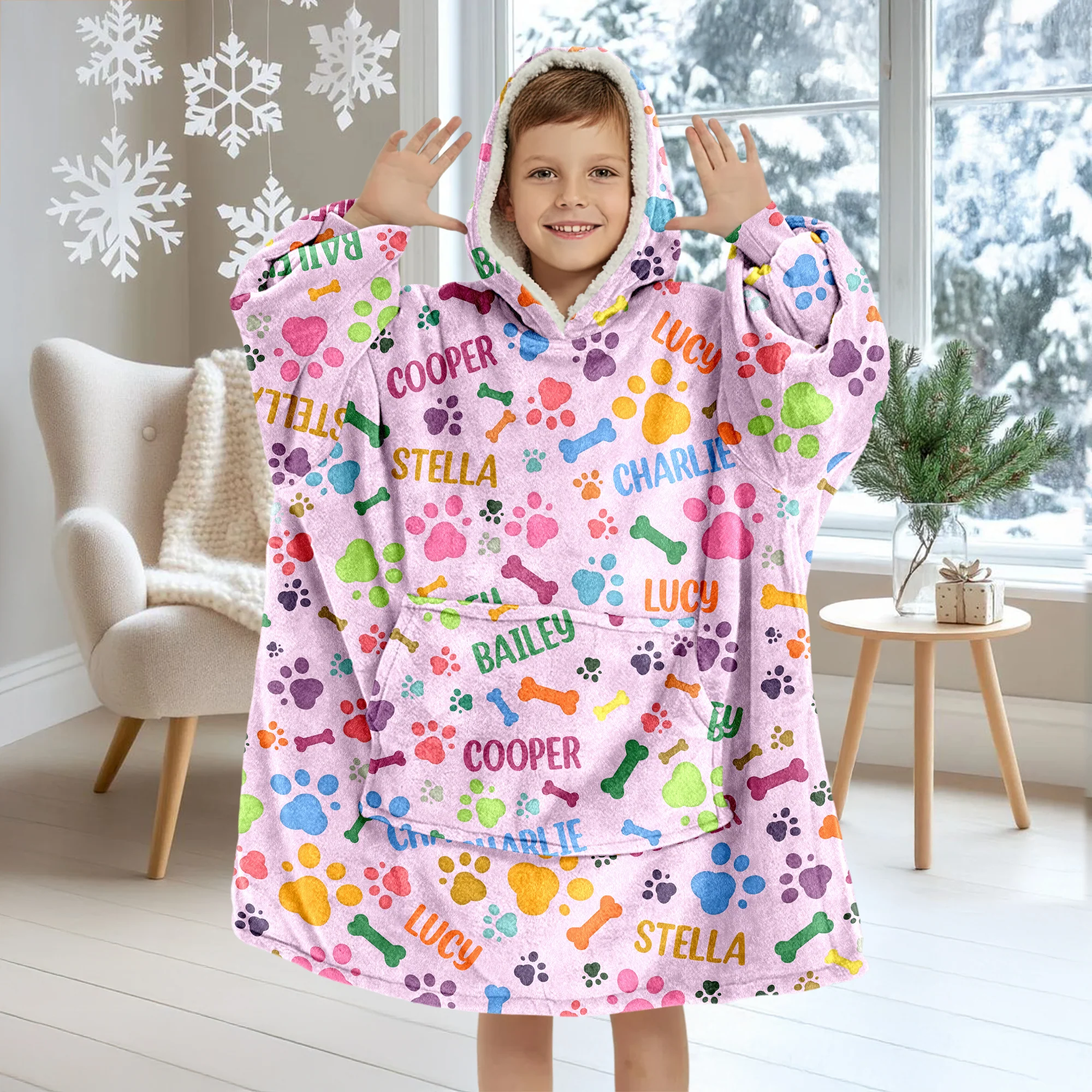 Custom Name Area Bones And Paws Hoodie Blanket HO82 900572 - Image 4