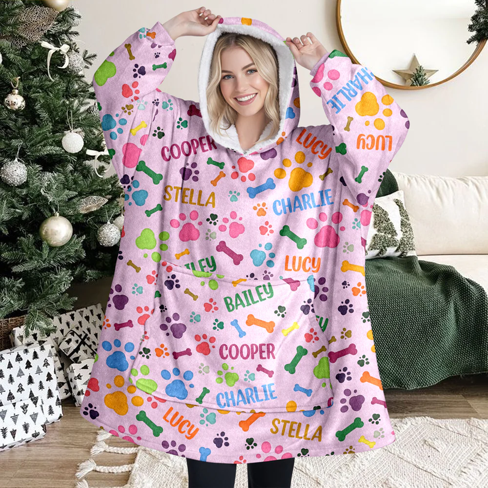 Custom Name Area Bones And Paws Hoodie Blanket HO82 900572 - Image 7