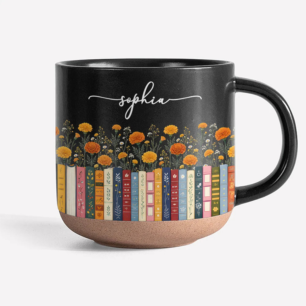 Custom Name & Birthflower Pottery Mug For Book Lovers TH10 170305 - Image 2