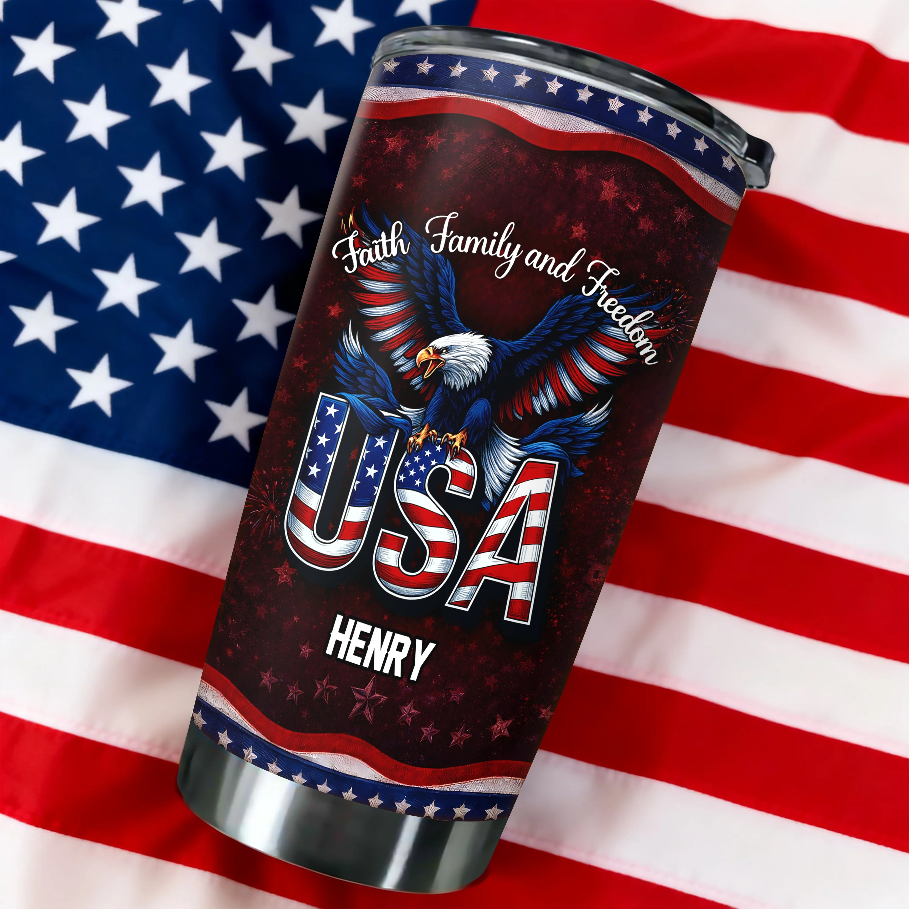 Custom Name Faith, Family & Freedom 250 Years Anniversary Fat Tumbler 1776–2026 CH07 910590 - Image 2