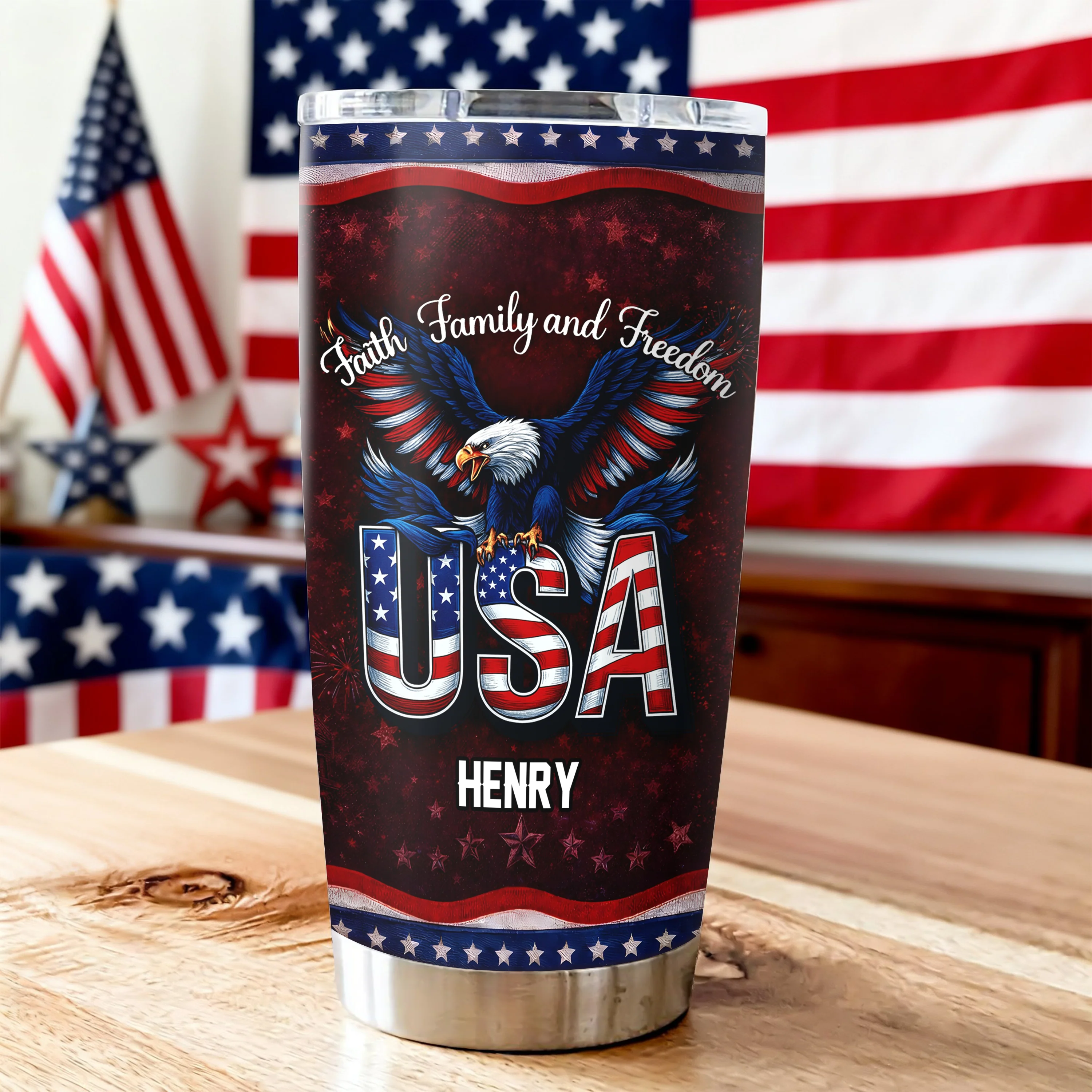 Custom Name Faith, Family & Freedom 250 Years Anniversary Fat Tumbler 1776–2026 CH07 910590 - Image 4