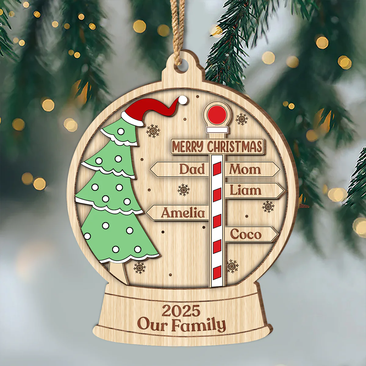 Custom Name Family Personalized Christmas 2 Layer Wooden Ornament HA75 892958 - Image 3