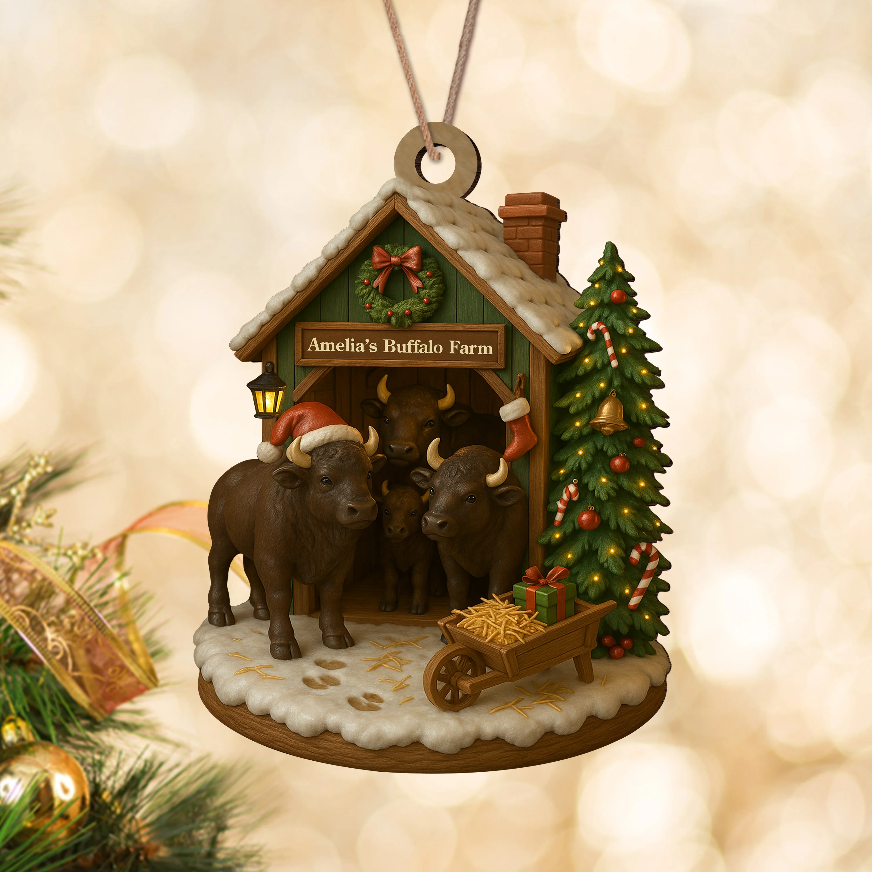 Custom Name Buffalo Farm Wood Ornament – Christmas Gifts for Women & Men LM32 895611 - Image 4