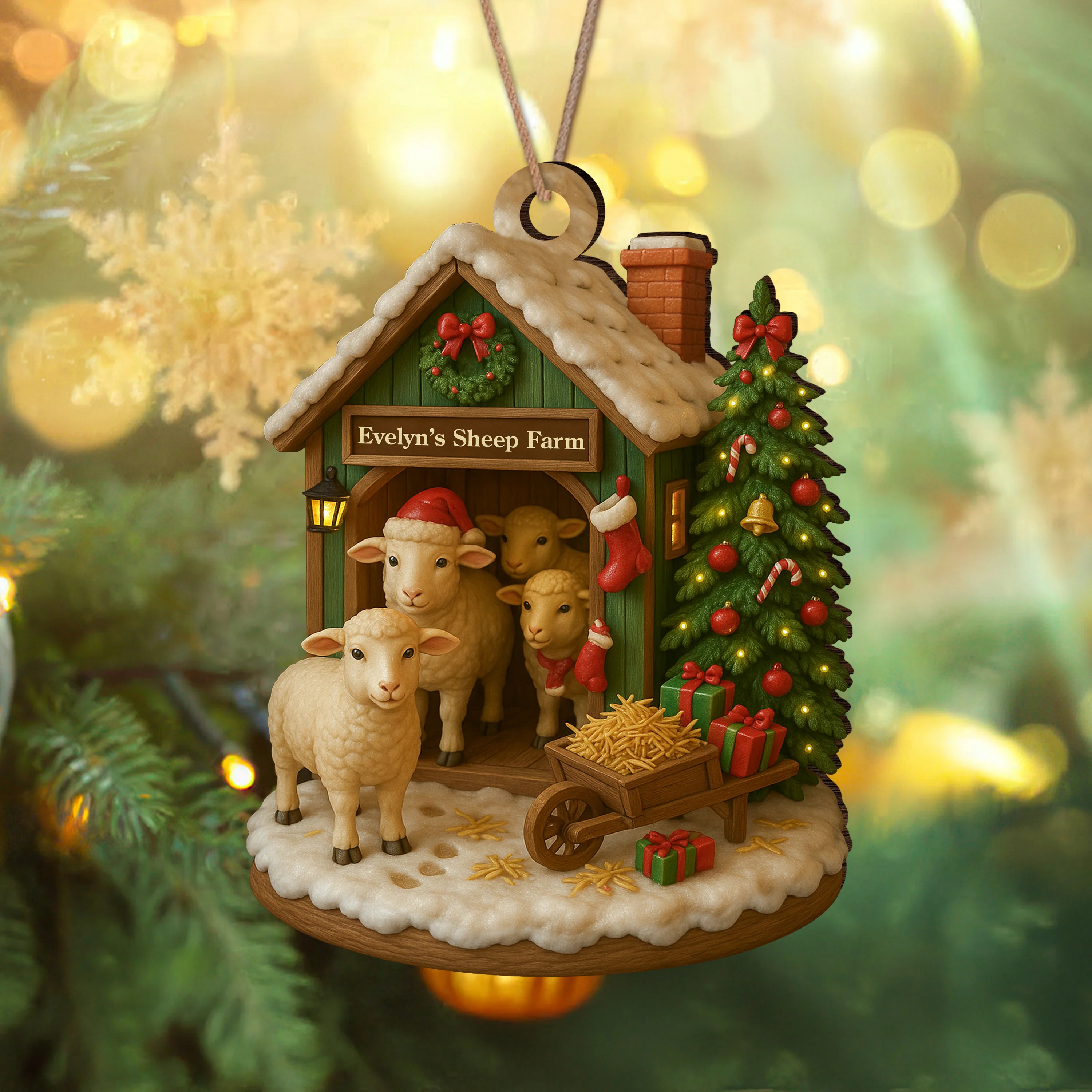 Custom Name Sheep Farm Wood Ornament – Christmas Gifts for Women & Men LM32 895617 - Image 3