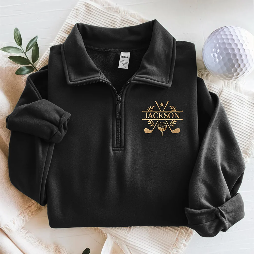 Custom Name For Him, Golf Lovers, Husband, Groomsmen - Personalized Embroidered Golf Quarter Zip Sweater HO82 900918 - Image 2
