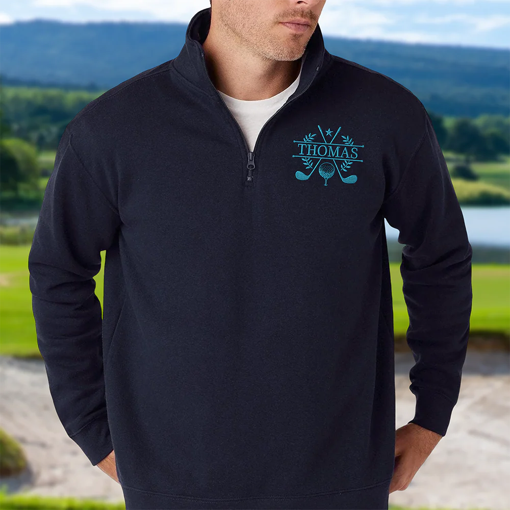 Custom Name For Him, Golf Lovers, Husband, Groomsmen - Personalized Embroidered Golf Quarter Zip Sweater HO82 900918 - Image 3