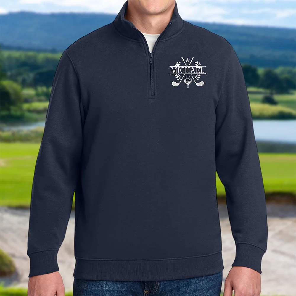 Custom Name For Him, Golf Lovers, Husband, Groomsmen - Personalized Embroidered Golf Quarter Zip Sweater HO82 900918 - Image 6