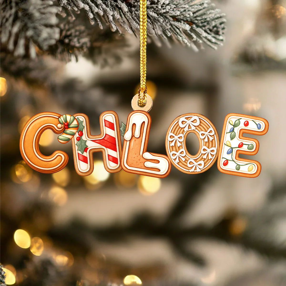 Custom Name Gingerbread Alphabet Personalized Acrylic Ornament HA75 898354 - Image 6