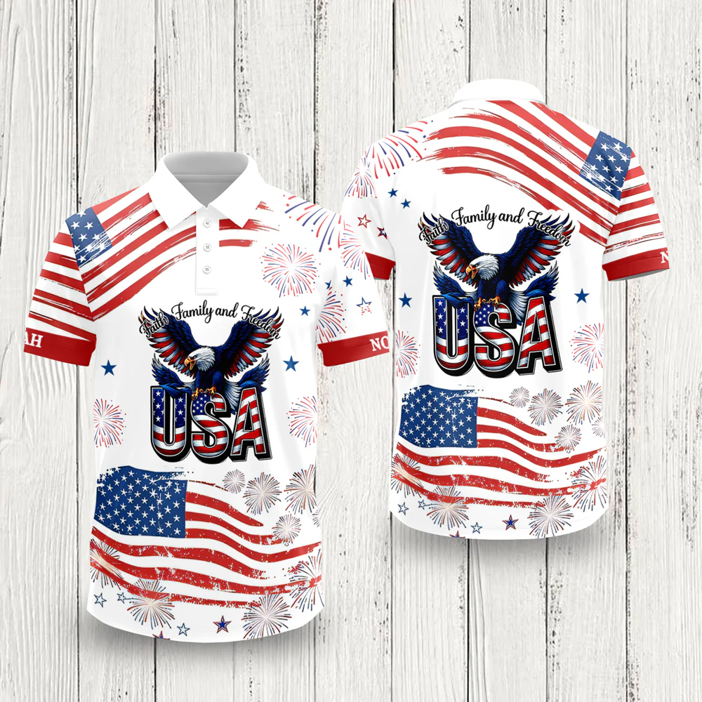Custom Name God Bless America 1776-2026 Polo Shirt TH10 169273 - Image 3