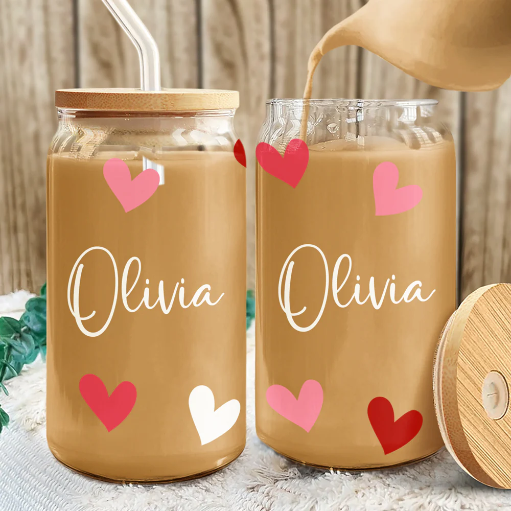 Custom Name Heart Glass Can With Lid Gift For Family TH10 896905 - Image 2