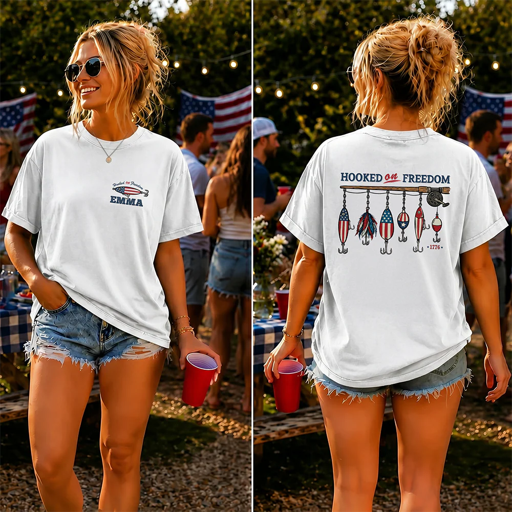Custom Name Hooked On Freedom Front & Back Comfort Shirt TH10 170097 - Image 2