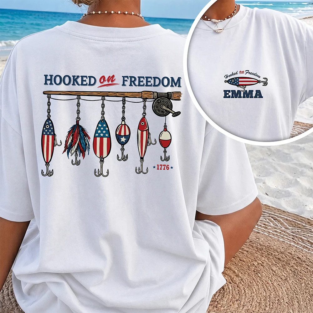 Custom Name Hooked On Freedom Front & Back Comfort Shirt TH10 170097 - Image 3