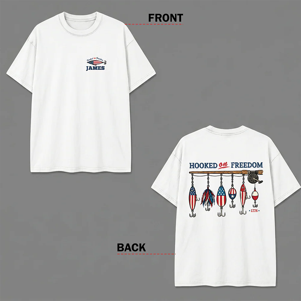 Custom Name Hooked On Freedom Front & Back Comfort Shirt TH10 170097 - Image 4