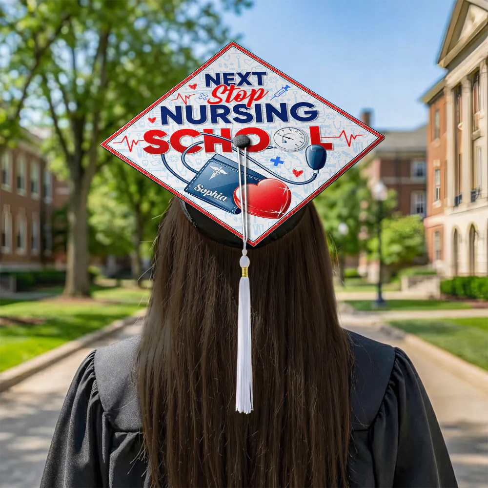 Custom Name Next Stop Nursing School Graduation Cap Topper LM32 899335 - Image 2